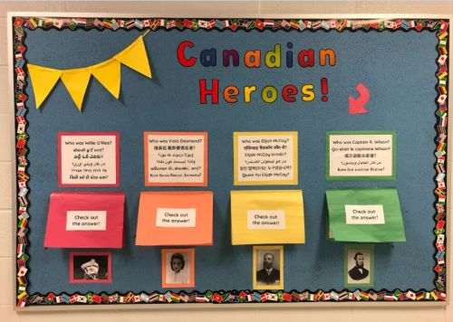 Captain R. Wilson . highlights diversity with a unique multilingual bulletin  board