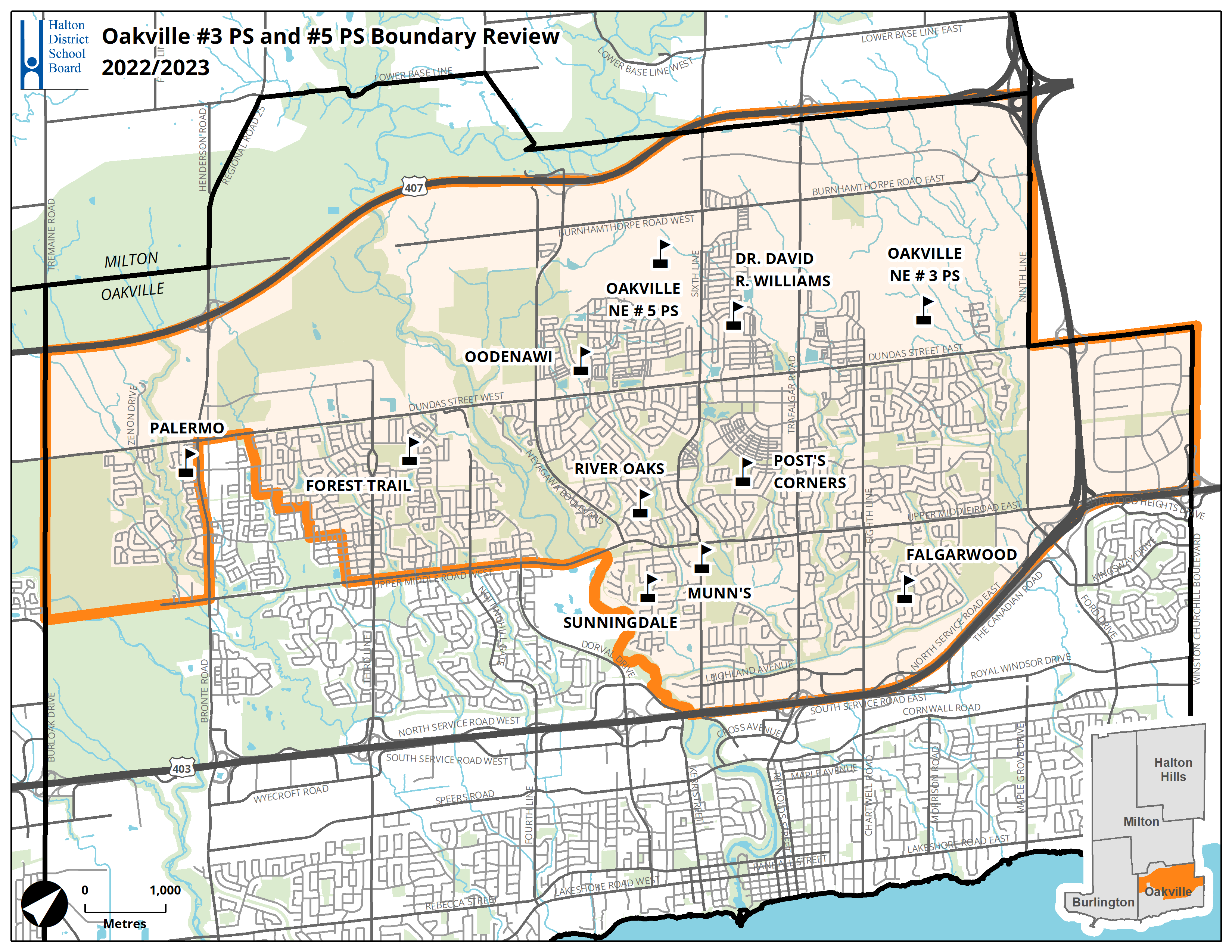 Map of Oakville #3 and #5 PS Boundary Review